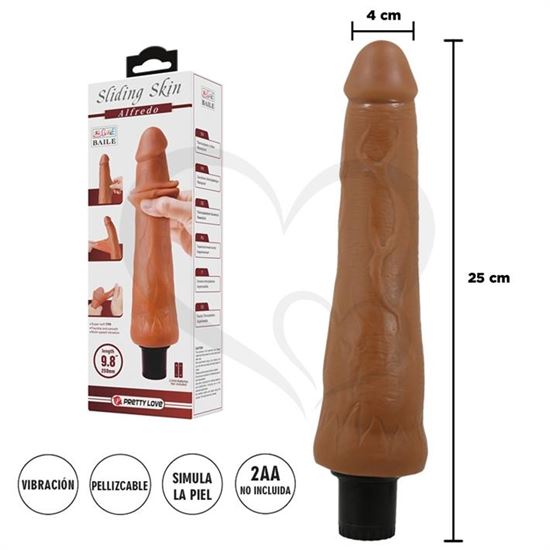 Vibrador color piel deslizante realista, vibraciones de varias velocidades y material TPR